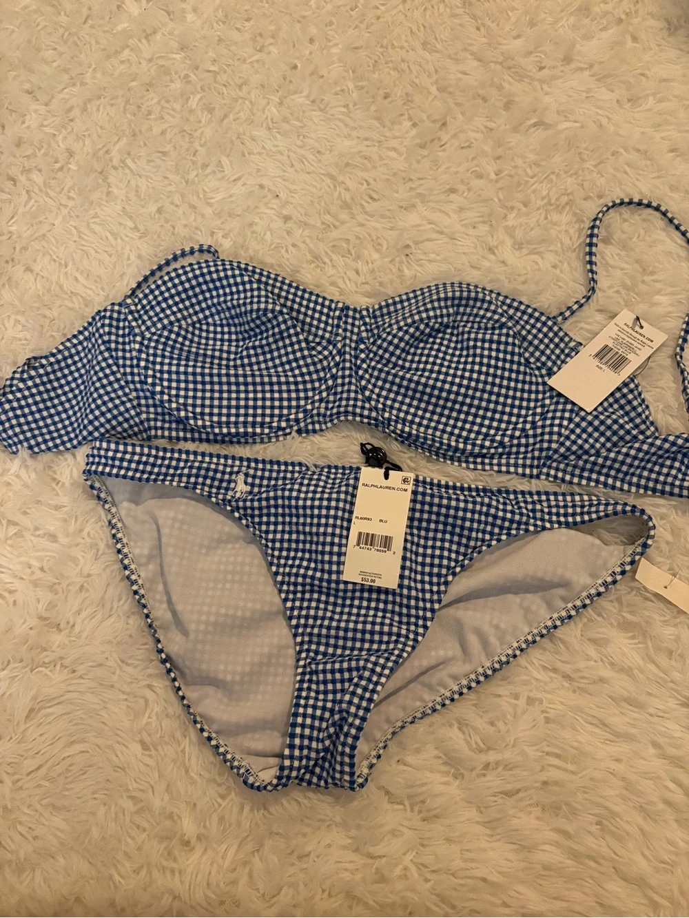 Polo Ralph Lauren Blue Gingham Bikini Set